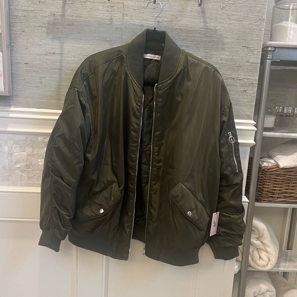 Sincerely Jules Olive Green Bomber Jacket